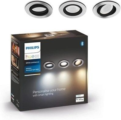 Philips Hue White Ambiance Milliskin Einbau-Spots 3-er Pack (1.050 lm), dimmbar