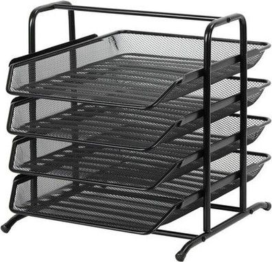 EasyPAG 4 Fächer A4 Metall Büro Schreibtisch Organizer Dokumentenhalter Schwarz
