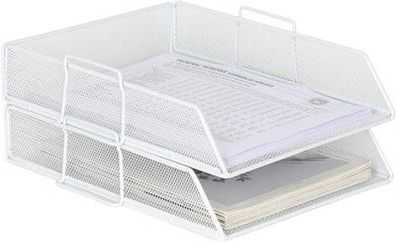 EasyPAG 2 Stück A4 Stapelbar Metall Büro Schreibtisch Organizer Dokumentenhalter