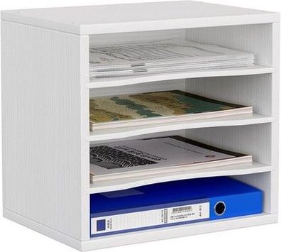 EasyPAG 4 Fächer Holz A4 Büro Schreibtisch Organizer Dokumentenhalter Weiß