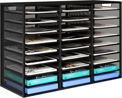 EasyPAG 27 Fächer Metall Holz A4 Büro Schreibtisch Organizer Dokumentenhalter
