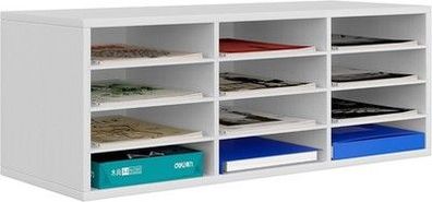 EasyPAG 12 Fächer Holz A4 Büro Schreibtisch Organizer Dokumentenhalter - Weiß