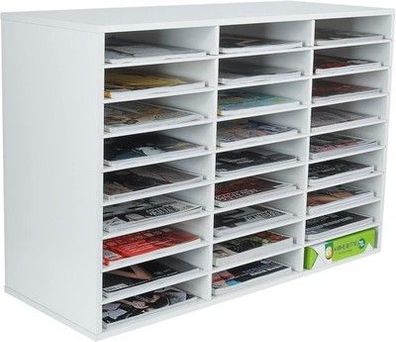 EasyPAG 27 Fächer Holz A4 Büro Schreibtisch Organizer Dokumentenhalter, in weiß