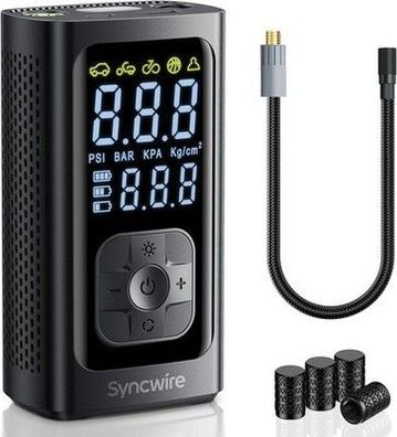 Syncwire Tragbarer Luftkompressor Mini Reifenpumpe - 10.35Bar Schwarz Pumpe