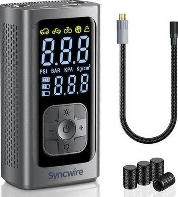 Syncwire Tragbarer Luftkompressor Reifenpumpe - 10.35Bar Elektrische Luftpumpe