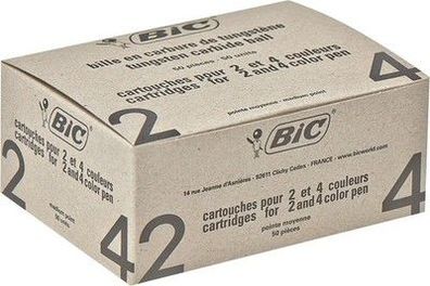 BIC 4 Farben Kugelschreiberminen rot 4 Colours, 50er Pack, Strichstärke: 0.4 mm