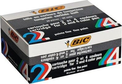 BIC 4 Farben Kugelschreiberminen grün 4 Colours, 50er Pack, Strichstärke: 0.4 mm