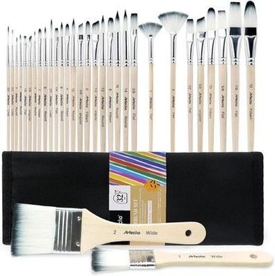 Artecho 32-tlg. Pinselset Acrylfarben, Pinsel Set für Aquarell, Öl, Steinmalerei