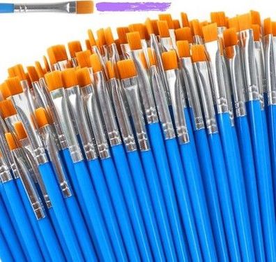 Halobios 100-teiliges Pinselset, Flache Nylon Acrylfarben Pinsel für Erwachsene