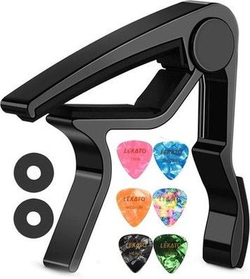 Gitarren-Kapodaster mit 6 Gitarren-Plektren, LEKATO Ukulelen-Kapodaster-Set