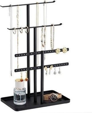 Schwarz Schmuck Organizers, Schmuckständer 32cm Groß, 4 Ebenen in Schwarz, Deko