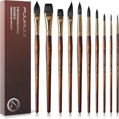 Aquarell-Pinsel set - 10er Professionell Synthetisches Eichhörnchen-Haar - Kunst