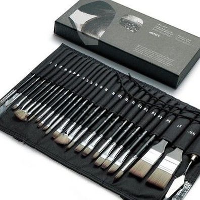 ARTIFY 24-teiliges Pinsel-Set, Expert-Serie, Aquarell-Gouache (Schwarz) Kunst