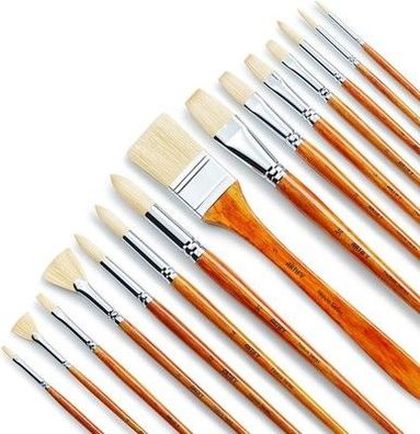 ARTIFY 15-tlg. professionelles Ölpinsel-Set mit natürlichen Schweineborsten