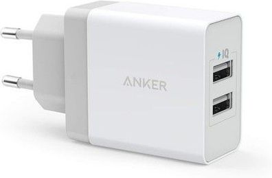 Anker 24W 2 Port USB Ladegerät mit PowerIQ Technologie, Reise Ladegerät - weiß