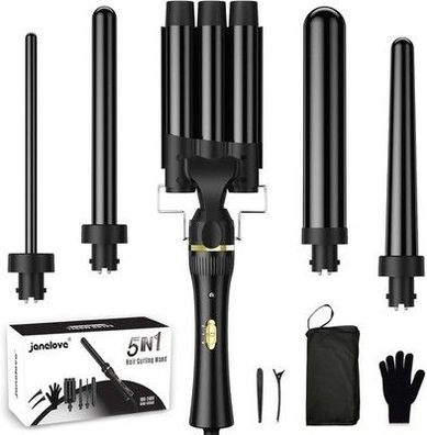 Janelove 3 Fässer Welleneisen für haare, 10-32mm Keramik Lockenstab 180°C/210°C
