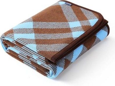 Acushla Merino 58% Wolldecke Decke Kuscheldecke 160x200 cm Karomuster Blau
