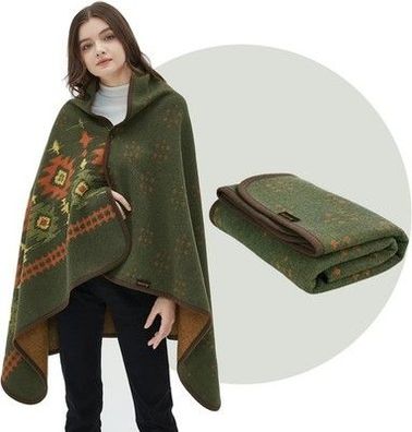 Acushla Tragbare Kuscheldecke Merino Wolle Wolldecke warm Decke TV Decke Grün