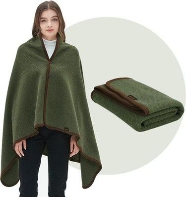 Acushla Tragbare Kuscheldecke Merino Wolle Wolldecke warm Decke TV Decke Olive
