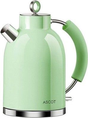 ASCOT Wasserkocher Edelstahl, Elektrischer Wasserkessel Geschenk (Grün) Retro