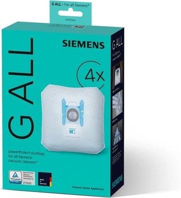 Siemens 4x Staubsaugerbeutel powerProtect Typ G ALL VZ41FGALL, 99,9