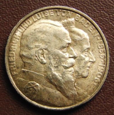 Baden. 2 Mark 1906 zur Goldenen Hochzeit