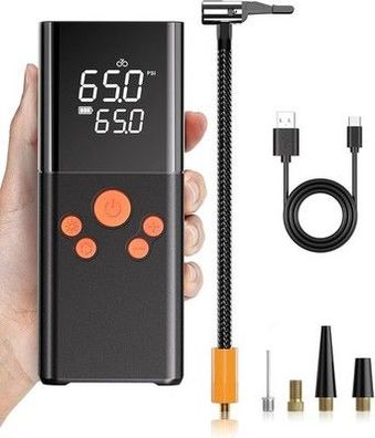 HENMI Tragbar Fahrrad Elektrisch Luftpumpe, 150PSI 10,3 Bar 6000mAh Fahrradpumpe