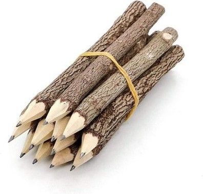 Sigaer 12x Holz-Bleistifte aus Graphit, rustikaler Zweig, einzigartige Birke