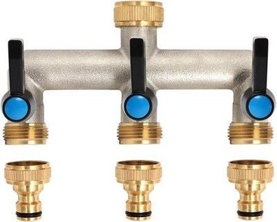 Opermaxer 3-Wege Wasserhahn Wasserverteiler, Verlängerter Griff 3/4 Zoll Messing
