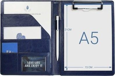 Klemmbrett Mappe Schreibmappe mit Klemmbrett A5 Organizer A5 Mappe Din A5 Blau