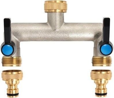 Opermaxer 2-Wege Wasserhahn Wasserverteiler Verlängerter Griff 3/4 Zoll Messing