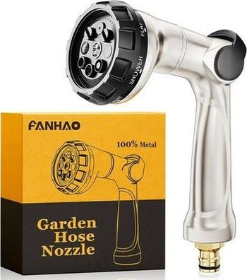 FANHAO Professionelle Gartenschlauch Spritze Metall Gartenbrause, 8 Sprühmuster