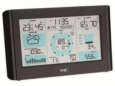 TFA Dostmann Weather Pro Funk Wetterstation, 35.1161.01, mit Windmesser, digital
