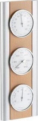 TFA Dostmann Analoge Wetterstation, aus Buche, Barometer, Thermometer Hygrometer