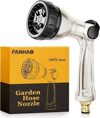 FANHAO Professionelle Gartenschlauch Spritze, Hochdrucksprühdüse, 100% Metall