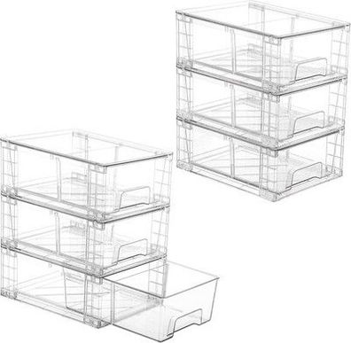 Vtopmart 6 Stücke Transparent Schubladenbox, Stapelbar Kühlschrank Organizer