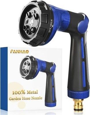 FANHAO Gartenbrause, 100% hochbelastbares Metall Handbrause, Blau, Garten