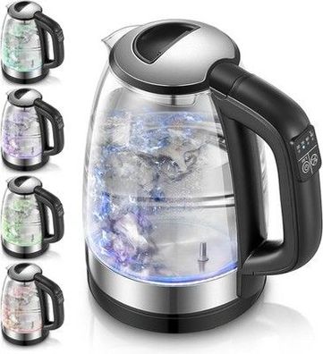 FOHERE Wasserkocher mit Temperatureinstellung, Glas, 50°C-100°C, 2200W - 1,7L