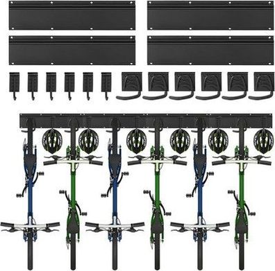 Sinoer Fahrrad-Wand-Halter, für 6 Fahrräder, 6 Helme + 4 Hakenführungsschienen