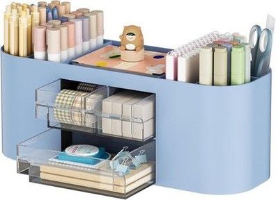 Marbrasse Schreibtisch Organizer mit 3 Schubladen, 7 Fächern, Schule, Blau