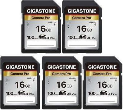 Gigastone Kamera Pro 16GB SDHC Speicherkarte 5er-Pack, 100 MB/Sek. UHS-I U1 V10