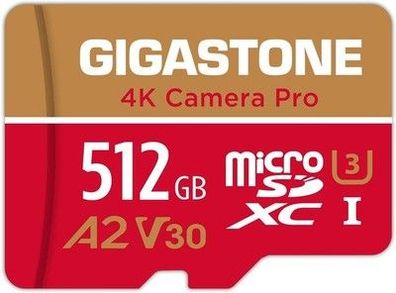 Gigastone 4K Kamera Pro 512GB MicroSDXC Speicherkarte und SD-Adapter - 100 MB/s