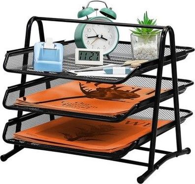 Dokumentenablage Aus Metall 3 Fächer Briefablage Organizer Brief Ablage schwarz
