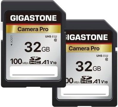 Gigastone 32GB SDHC Speicherkarte 2er-Pack, bis zu 100 MB/s, A1 V10 UHS-I U1, HD