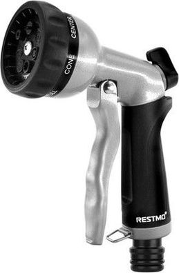 RESTMO Gartenbrause, Metall Hochdruck Garten Handbrause, 7 Funktionen, Schwarz