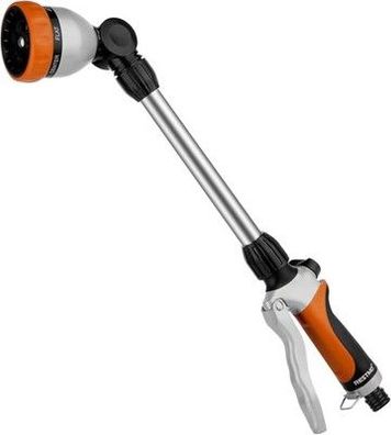 RESTMO Garten Gießstab Metall, 48cm Lang Gartenbrause mit Stiel, 180°, Orange