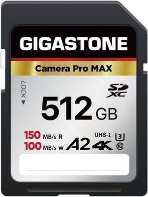 Gigastone 512GB SDXC Speicherkarte, 4K Kamera Pro MAX, 150 MB/s, A2 V30 UHS-I U3