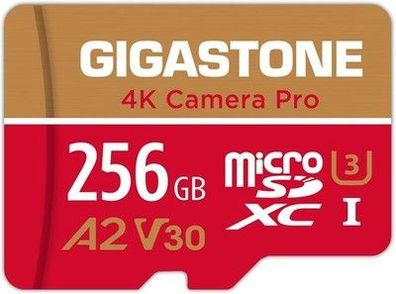 Gigastone 4K Kamera Pro 256GB MicroSDXC Speicherkarte und SD-Adapter, 100 MB/s