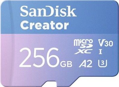 SanDisk Creator microSDXC UHS-I Speicherkarte 256 GB + Adapter (5.3K & 4K, A2)
