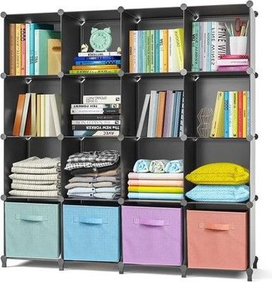 Awtatos Kleiderschrank mit 16 Würfeln, Standregal, DIY Regal Würfel, Schrank